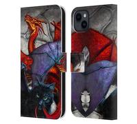 Head Case Designs Licenza Ufficiale Stanley Morrison Pipistrello Alato Gatto vs Rosso Draghi 3 Custodia Portafoglio in Pelle Compatibile con Apple iPhone 15 Plus