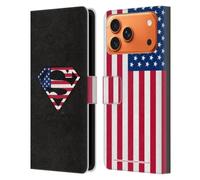 Head Case Designs Licenza Ufficiale Superman DC Comics Bandiera U.S. 2 Logo Custodia Portafoglio in Pelle Compatibile con Apple iPhone 17 Pro Max