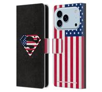 Head Case Designs Licenza Ufficiale Superman DC Comics Bandiera U.S. 2 Logo Custodia Portafoglio in Pelle Compatibile con Apple iPhone 17 Pro