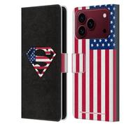 Head Case Designs Licenza Ufficiale Superman DC Comics Bandiera U.S. 2 Logo Custodia Portafoglio in Pelle Compatibile con Apple iPhone 18 Pro Max