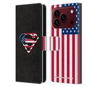 Head Case Designs Licenza Ufficiale Superman DC Comics Bandiera U.S. 2 Logo Custodia Portafoglio in Pelle Compatibile con Apple iPhone 18 Pro