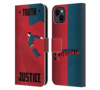 Head Case Designs Licenza Ufficiale Superman DC Comics Truth And Justice 2 Arte Personaggi Custodia Portafoglio in Pelle Compatibile con Apple iPhone 15 Plus
