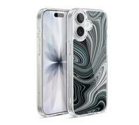 Head Case Designs Licenza Ufficiale Suzan Lind Verde Acqua E Nero Vortici in Marmo Custodia in Gel [Protezione di Grado Militare] Compatibile con Apple iPhone 17 E con MagSafe