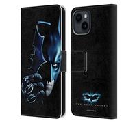 Head Case Designs Licenza Ufficiale The Dark Knight Batman Batarang Arte Chiave Custodia Portafoglio in Pelle Compatibile con Apple iPhone 15
