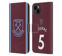 Head Case Designs Licenza Ufficiale West Ham United FC Aaron Cresswell 2021/22 Giocatori Home Kit Custodia Portafoglio in Pelle Compatibile con Apple iPhone 15 Plus