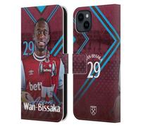 Head Case Designs Licenza Ufficiale West Ham United FC Aaron Wan-Bissaka 2024/25 Prima Squadra Custodia Portafoglio in Pelle Compatibile con Apple iPhone 15 Plus