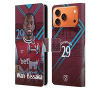 Head Case Designs Licenza Ufficiale West Ham United FC Aaron Wan-Bissaka 2024/25 Prima Squadra Custodia Portafoglio in Pelle Compatibile con Apple iPhone 17 Pro Max