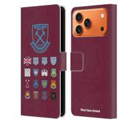 Head Case Designs Licenza Ufficiale West Ham United FC Modello 2 Storia Stemma Custodia Portafoglio in Pelle Compatibile con Apple iPhone 17 Pro Max