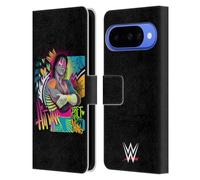 Head Case Designs Licenza Ufficiale WWE Arte Al Neon Bret Hart Custodia Portafoglio in Pelle Compatibile con Google Pixel 10