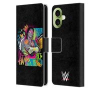Head Case Designs Licenza Ufficiale WWE Arte al Neon Bret Hart Custodia Portafoglio in Pelle Compatibile con Apple iPhone 17