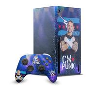 Head Case Designs Licenza Ufficiale WWE Ritratto CM Punk Pacchetto Console Da Gioco Wrap E Pelle Per Controller Compatibile con Xbox Series X