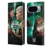 Head Case Designs Licenza Ufficiale WWE Roman Vs Cody Wrestlemania 40 Custodia Portafoglio in Pelle Compatibile con Google Pixel 10 Pro XL