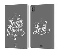 Head Case Designs Love Is Patient Tipografia Fatta A Mano Custodia Portafoglio in Pelle Compatibile con Apple iPad PRO 11 M4 2024