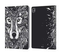 Head Case Designs Lupo Doodle Mix Custodia Portafoglio in Pelle Compatibile con Apple iPad PRO 13 M4 2024