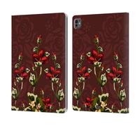 Head Case Designs Marsala E Rosso Floreale Art Deco Floreale Custodia Portafoglio in Pelle Compatibile con Apple iPad PRO 13 M4 2024