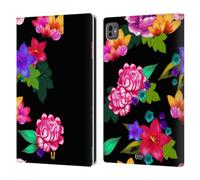 Head Case Designs Nero Fiori Dipinti Custodia Portafoglio in Pelle Compatibile con Apple iPad PRO 11 M4 2024