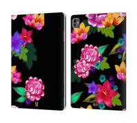 Head Case Designs Nero Fiori Dipinti Custodia Portafoglio in Pelle Compatibile con Apple iPad PRO 13 M4 2024