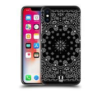 Head Case Designs Nero Paisley Bandana Classica Custodia Cover Dura per Parte Posteriore Compatibile con Apple iPhone X/iPhone XS