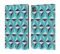 Head Case Designs Poligoni Blu Stampe Ottiche Geometriche Custodia Portafoglio in Pelle Compatibile con Apple iPad PRO 11 M4 2024