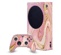 Head Case Designs Rosa E Oro Marmo Pacchetto Console Da Gioco Wrap E Pelle Per Controller Compatibile con Xbox Series S