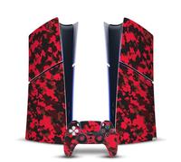 Head Case Designs Rosso Camo Camuffamento Vinile Sticker Gaming Pelle Adesivo Compatibile con Sony Playstation 5 PS5 Slim Digital Edition Console & DualSense Controller