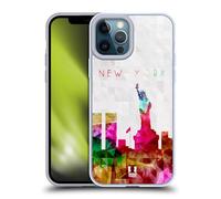 Head Case Designs Statua della Liberta' New York USA Skyline Acquarellata Custodia in Gel [Protezione di Grado Militare] Compatibile con Apple iPhone 12 PRO Max