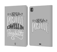 Head Case Designs Stay Positive Tipografia Fatta A Mano Custodia Portafoglio in Pelle Compatibile con Apple iPad PRO 13 M4 2024