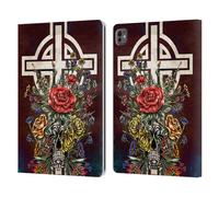 Head Case Designs Teschio Floreale Stampa A Croce Custodia Portafoglio in Pelle Compatibile con Apple iPad PRO 13 M4 2024