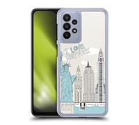 Head Case Designs Tour di New York Doodle di Citta' Custodia Cover Dura per Parte Posteriore Compatibile con Samsung Galaxy A23 / 5G (2022)