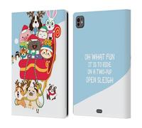 Head Case Designs Two Pup Open Sleigh Wilbur Il Gatto Natale all Star Custodia Portafoglio in Pelle Compatibile con Apple iPad PRO 11 M4 2024