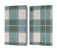 Head Case Designs Verde Blu Plaid - Pattern Collezione Custodia Portafoglio in Pelle Compatibile con Apple iPad PRO 13 M4 2024