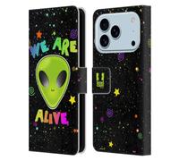 Head Case Designs We are Alive Aliens - Custodia a portafoglio in pelle compatibile con Apple iPhone 17 Pro