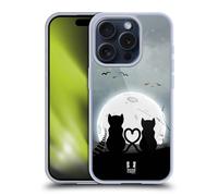 HEAD CASE GATTO E LUNA CUSTODIA COVER MORBIDA IN GEL PER APPLE iPHONE TELEFONI