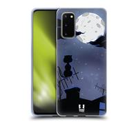 HEAD CASE GATTO E LUNA CUSTODIA COVER MORBIDA IN GEL PER SAMSUNG TELEFONI 1