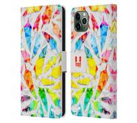 HEAD CASE PIUME GEOMETRICHE CUSTODIA COVER PORTAFOGLIO IN PELLE PER APPLE iPHONE