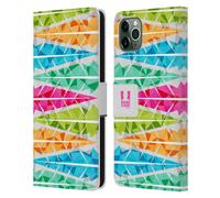 HEAD CASE PIUME GEOMETRICHE CUSTODIA COVER PORTAFOGLIO IN PELLE PER APPLE iPHONE