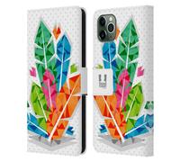 HEAD CASE PIUME GEOMETRICHE CUSTODIA COVER PORTAFOGLIO IN PELLE PER APPLE iPHONE