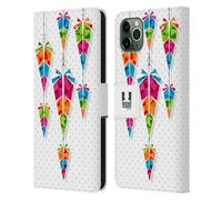HEAD CASE PIUME GEOMETRICHE CUSTODIA COVER PORTAFOGLIO IN PELLE PER APPLE iPHONE