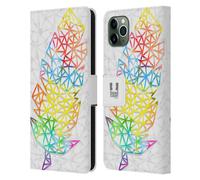 HEAD CASE PIUME GEOMETRICHE CUSTODIA COVER PORTAFOGLIO IN PELLE PER APPLE iPHONE