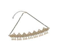 Head Coin Headdress Bride Wedding Headchain Women's Party Headpiece Traditional Jewelry per la moda(Gold white)