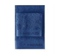 HEAD Dynamic - Asciugamani Bagno Viso e Bidet in Spugna di Puro Cotone 100% Certificato, Set Asciugamani Bagno 50x100 cm e 40x50 cm anche come Asciugamano Palestra, Morbido e Assorbente, Ocean Navy