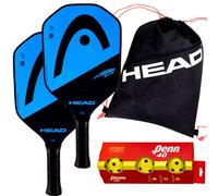 Head Extreme Elite Composite 2 Paddle Bundle con Borsa Tour Team Coulisse, Confezione da 3 Palle Penn Outdoor