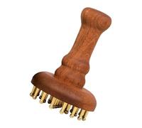 Head Massager, 24 Teeth Copper Brush, 5.12x3.54 Inches Relaxation Comb Wooden Handle, Scalp Care Tool with Gentle Pressure, Spa Aid with Handy Grip, Home Accessories for Women Men Bathroom Travel Use