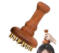 Head Massager - 24 Teeth Copper Relaxation Brush, Massage Comb with Wooden Handle, Manual Scalp Stimulator, Tension Ease Tool, Hair Care Massager for Women Men Home Bathroom Spa Break Travel