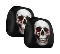 Head Rest Cover for Car 2 Pieces Universal Soft Skull Halloween Spooky