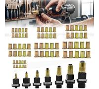 Head Rivet Nut Tool Kit,7 rivet nut pliers and 70 press-in nuts kit(A) | nut rivet tool 7-pieces carbon steel drill manual wrench adapter,carbon steel rivet nut tool set m3-m12