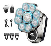 Head Shaver for Men, 9D Electric Razor for Men Bald Head, IP67 Waterproof Men's Rotary Head Beard Shaver with LED Display, 6 in 1 Grooming Kit Electric Shaver for Wet Dry Shaving, Gift for Bald Men