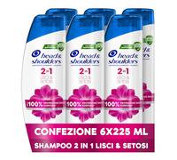 Head & Shoulders Antiforfora Shampoo e Balsamo 2in1 Lisci e Setosi, per Capelli Secchi, Fino Protezione da Forfora per Cute e Capelli, Clinicamente Provato, 225ml x6