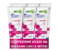 Head & Shoulders Balsamo Antiforfora per Cute, Capelli Secchi, Lisci e Setosi, Profondamente Idratante, Con Microbioma Bilanciato, Dermatologicamente Testato, 220ml x6