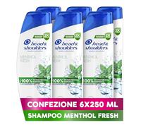 Head & Shoulders Shampoo Antiforfora Menthol Fresh 6X250ml Uso Quotidiano. Fino al 100% Protezione dalla Forfora. Clinicamente Testato. Tutti i Tipi di Cute e Capelli. Sensazione di Freschezza